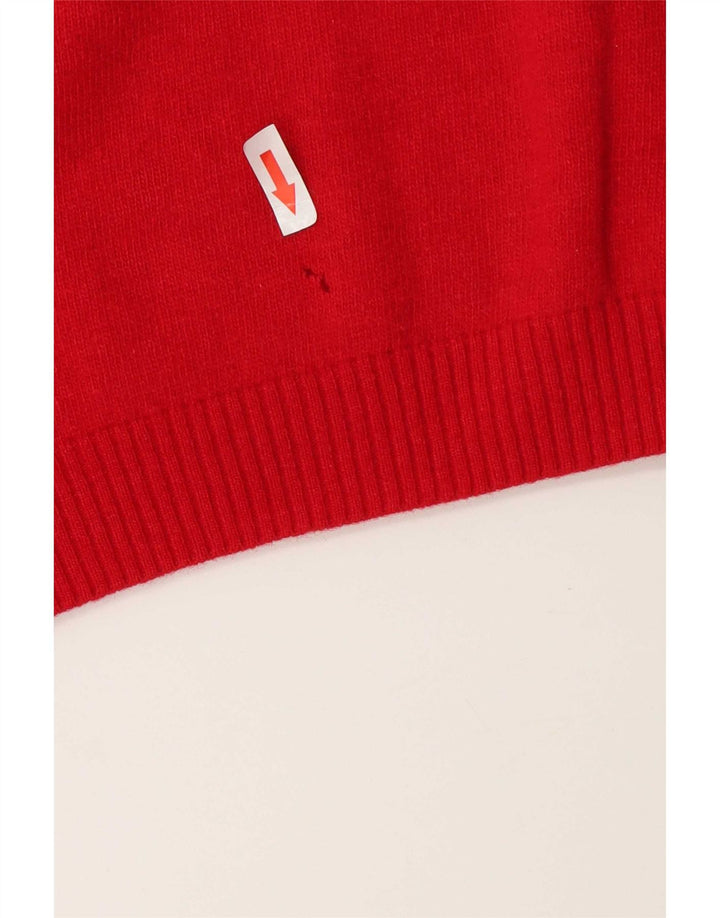 Sergio Tacchini Mens V-Neck Jumper Sweater Large Red Wool