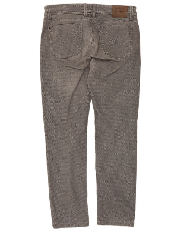Jeckerson Mens Slim Casual Trousers W34 L29 Grey Cotton