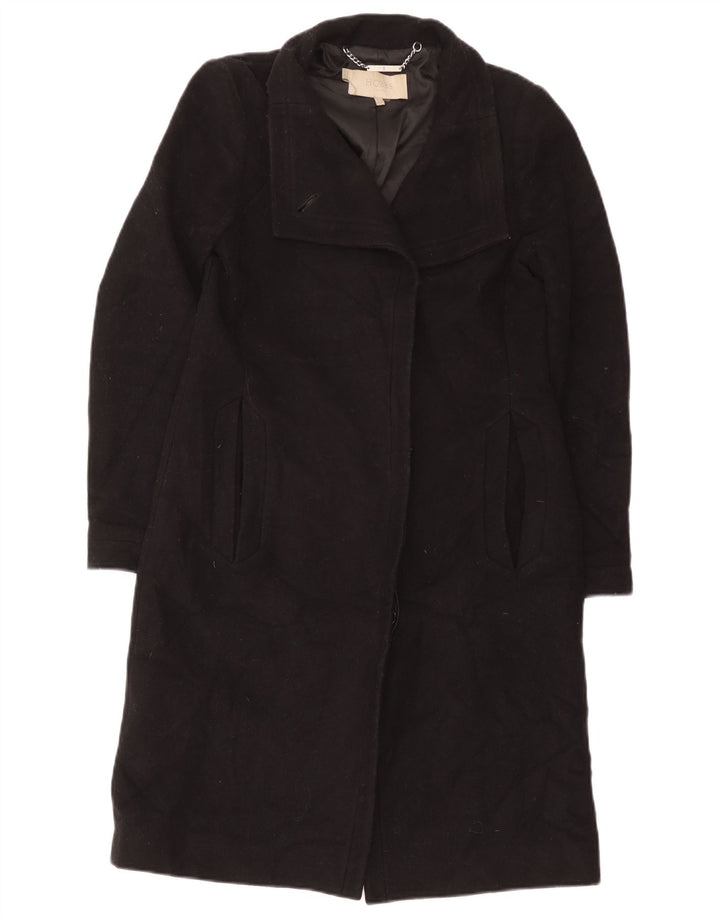 Hobbs Womens Overcoat UK 8 Small Black Wool
