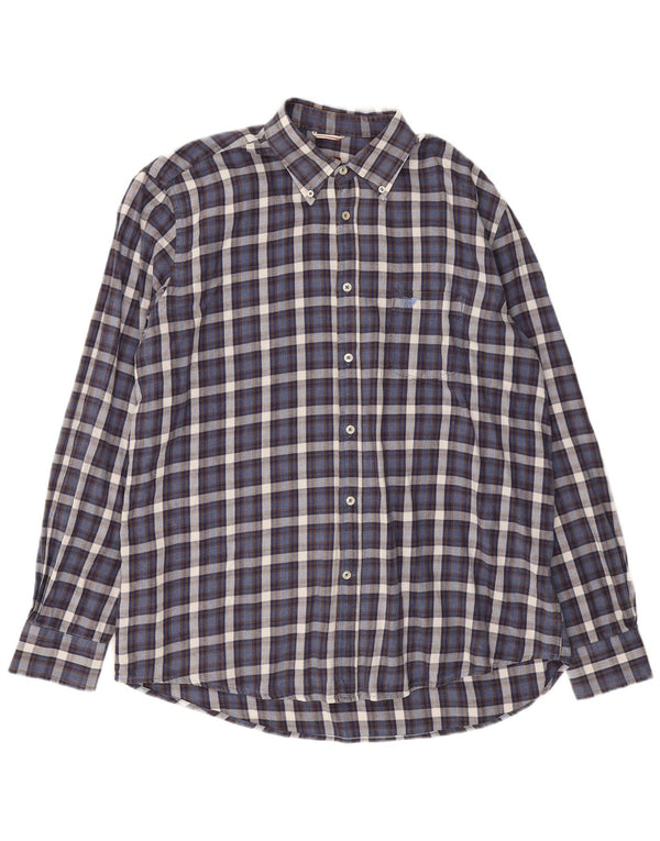 Carrera Mens Regular Fit Flannel Shirt 2XL Navy Blue Check
