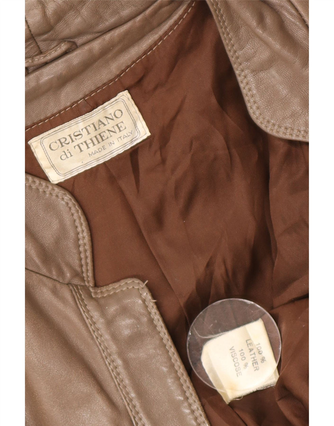 Cristiano Di Thiene Womens Leather Jacket UK 14 Medium Brown Leather