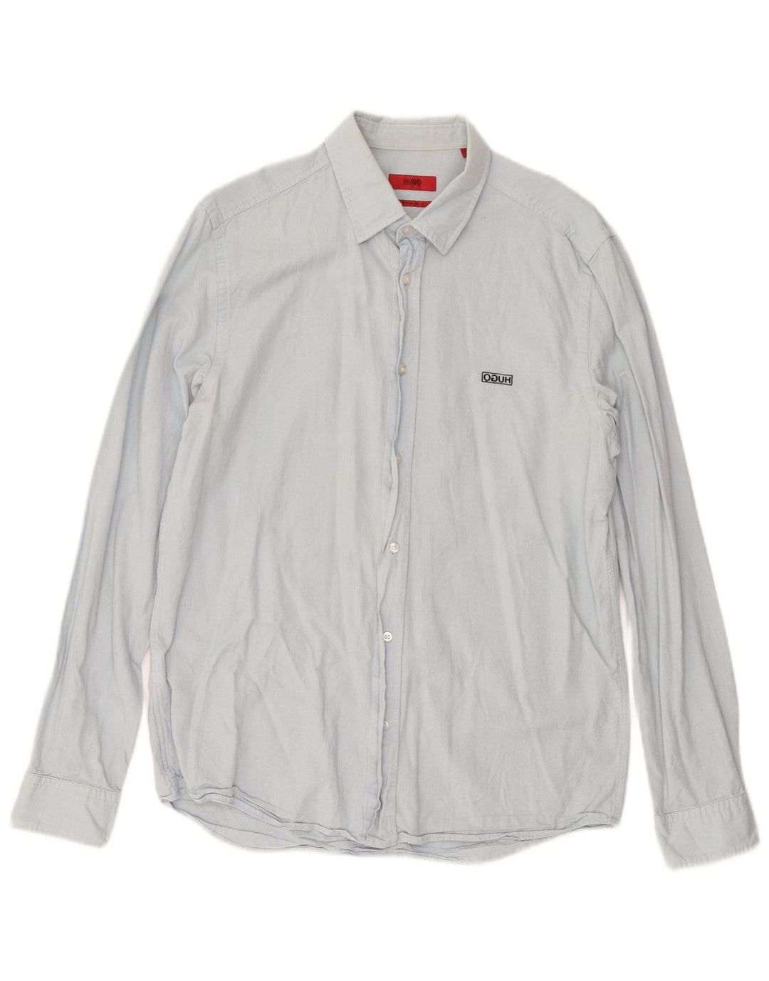 Hugo Boss Mens Straight Fit Shirt Medium Blue Cotton