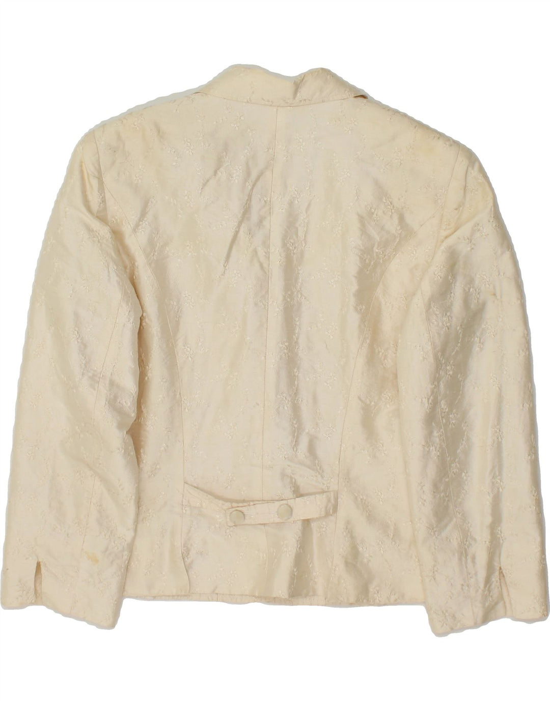 CACHAREL Womens Crop 4 Button Blazer Jacket IT 38 XS Off White Floral Silk Vintage Cacharel and Second-Hand Cacharel from Messina Hembry 