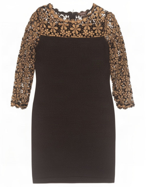 Phase Eight Womens 3/4 Sleeve Sheath Dress UK 10 Small Black Floral Viscose