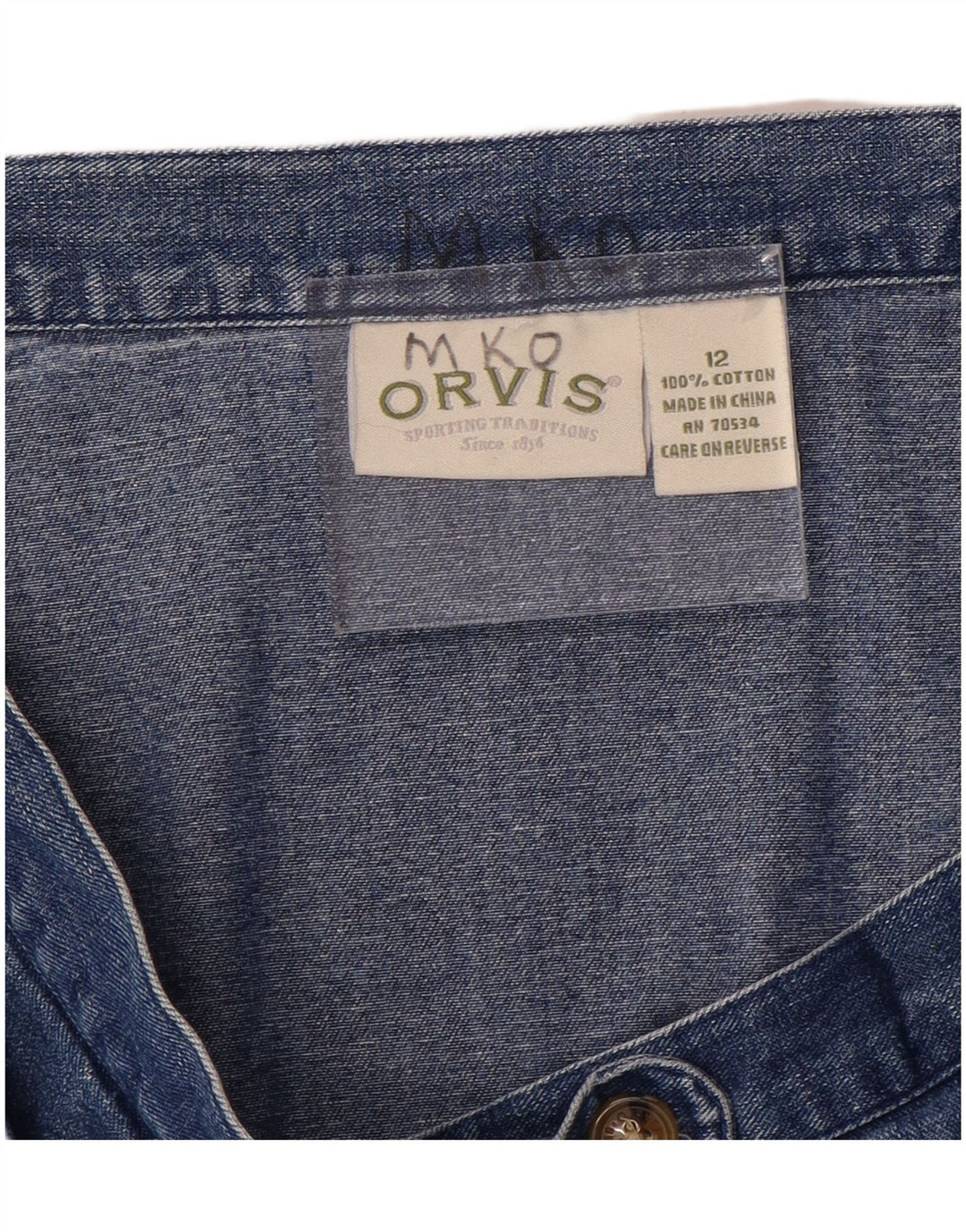 Orvis Womens Denim Skirt US 12 Large W32 Blue Cotton