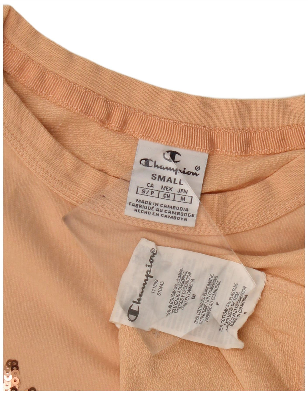 Champion Womens Graphic Sweatshirt Jumper UK 10 Small Beige Colourblock