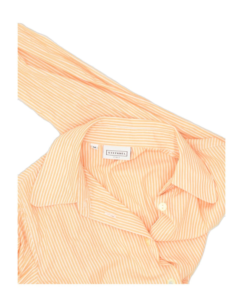 STEFANEL Womens Shirt UK 12 Medium Orange Striped Cotton | Vintage Stefanel | Thrift | Second-Hand Stefanel | Used Clothing | Messina Hembry 