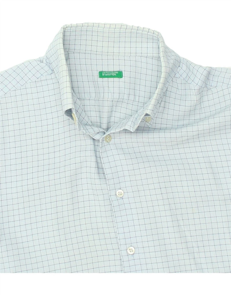 BENETTON Mens Shirt Small Blue Check | Vintage Benetton | Thrift | Second-Hand Benetton | Used Clothing | Messina Hembry 