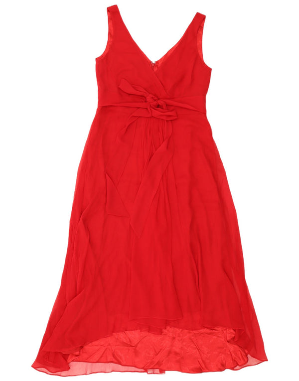 Hobbs Womens Sleeveless Maxi Dress UK 14 Medium Red Silk