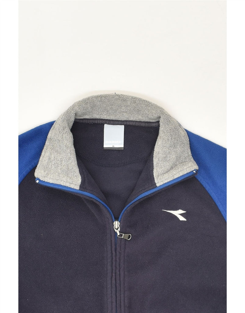 DIADORA Boys Fleece Jacket 13-14 Years XL Navy Blue Colourblock Polyester | Vintage Diadora | Thrift | Second-Hand Diadora | Used Clothing | Messina Hembry 