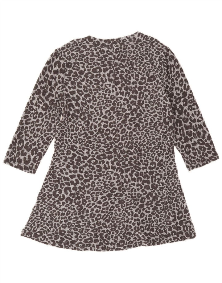 Marks & Spencer Womens A-Line Dress UK 12 Medium Grey Animal Print