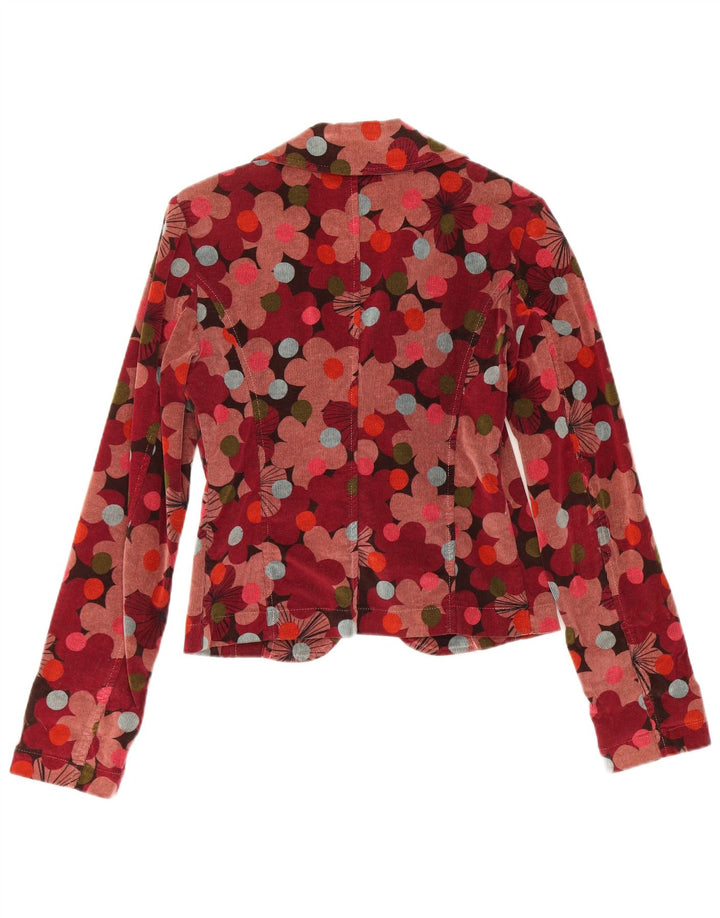 Sisley Womens Crop 2 Button Blazer Jacket IT 42 Medium Multicoloured Floral