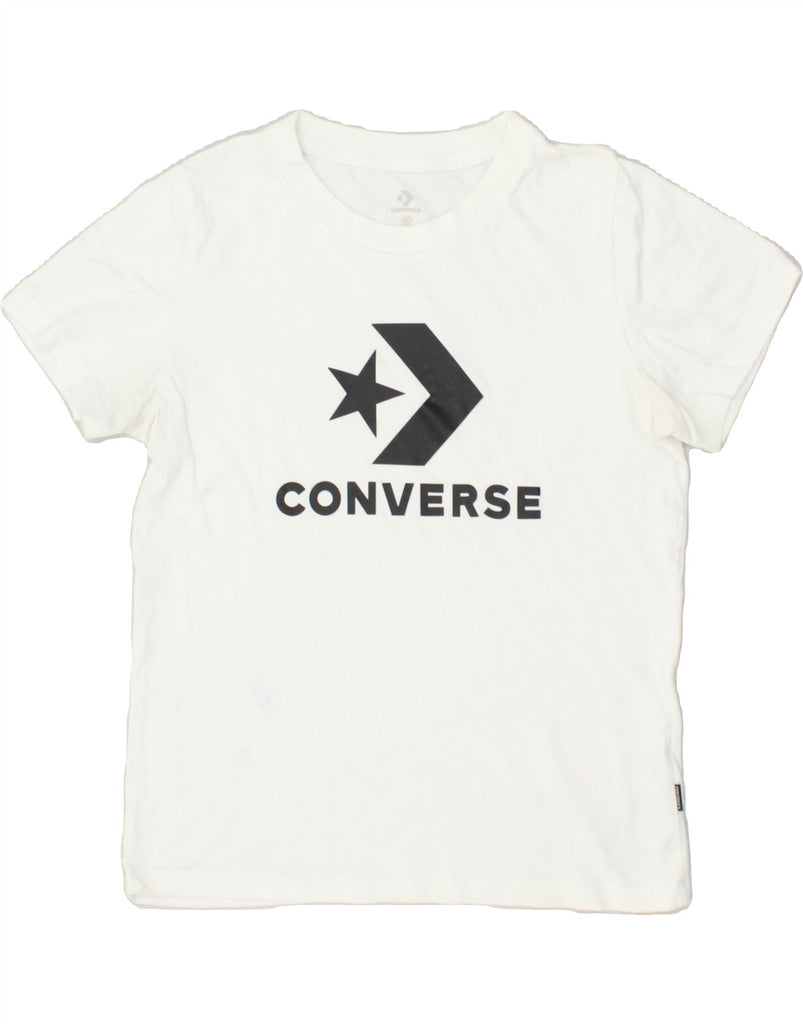 CONVERSE Womens Graphic T-Shirt Top UK 14 Medium Off White Cotton | Vintage Converse | Thrift | Second-Hand Converse | Used Clothing | Messina Hembry 