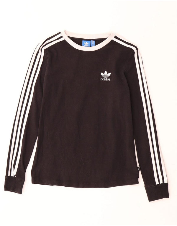 ADIDAS Womens Top Long Sleeve UK 10 Small Black Cotton