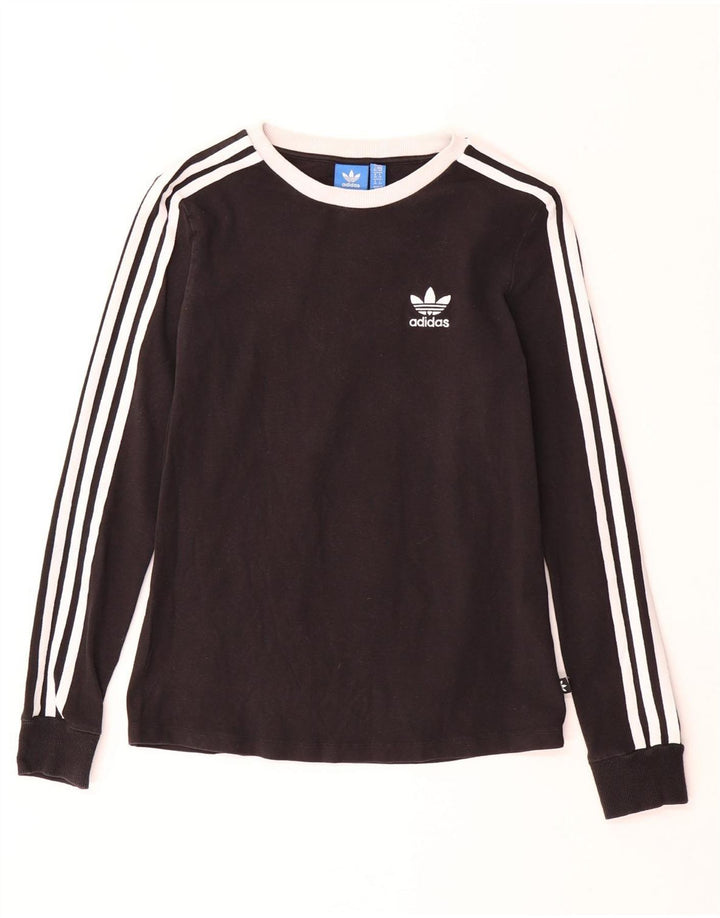 ADIDAS Womens Top Long Sleeve UK 10 Small Black Cotton