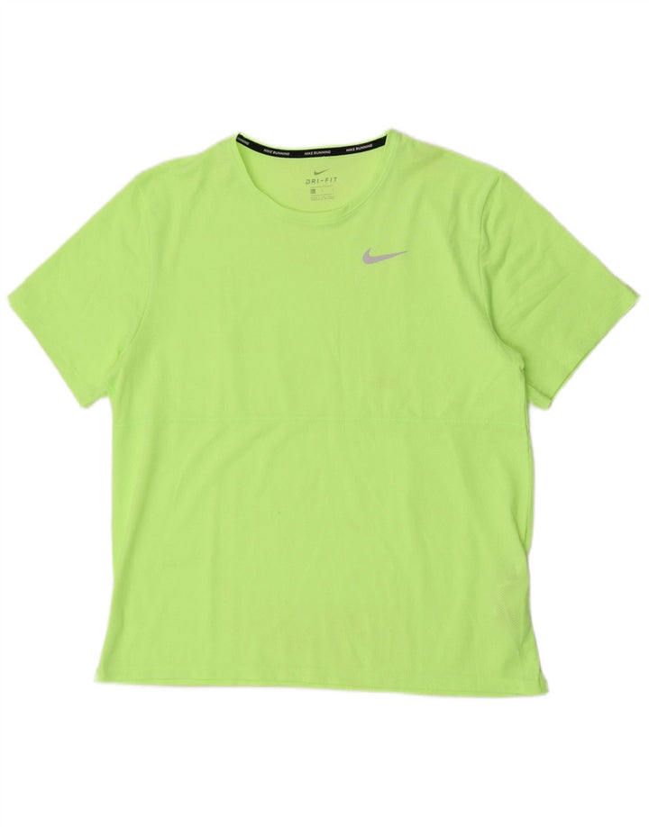 Nike Mens Dri Fit Running T-Shirt Top Large Green Polyester