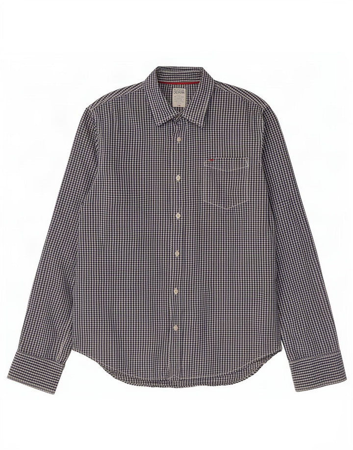 Tommy Hilfiger Mens Shirt Large Navy Blue Gingham Cotton