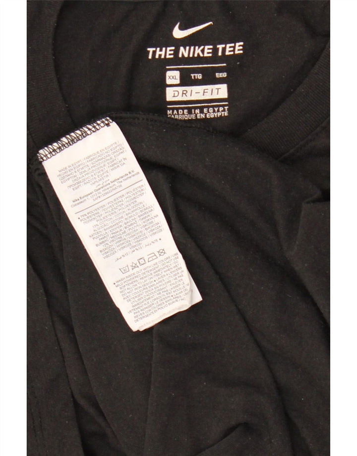 Nike Mens Dri Fit Graphic T-Shirt Top 2XL Black Polyester