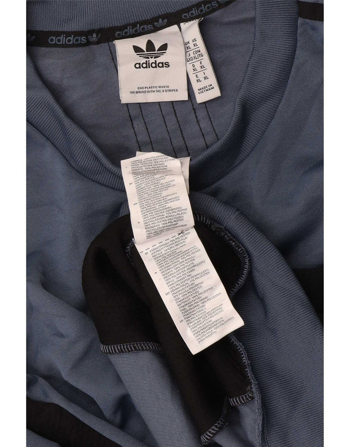Adidas Mens Sweatshirt Jumper XL Grey Colourblock Polyester