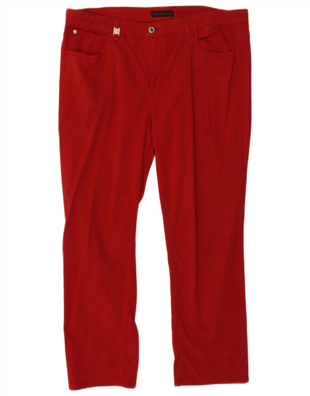 TRUSSARDI Womens Straight Casual Trousers W34 L26 Red Cotton