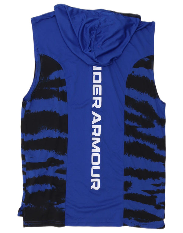 Under Armour Mens Hooded Graphic Vest Top Large Blue Animal Print Polyester