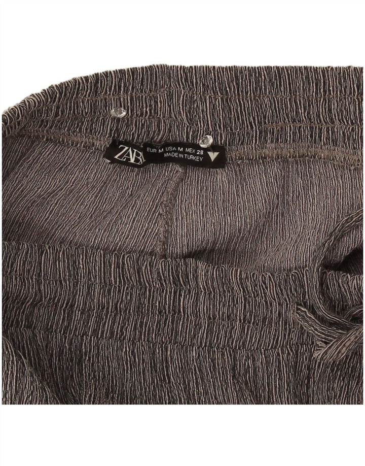 Zara Womens Wide Leg Casual Trousers Medium W30 L29 Grey Polyester Modern