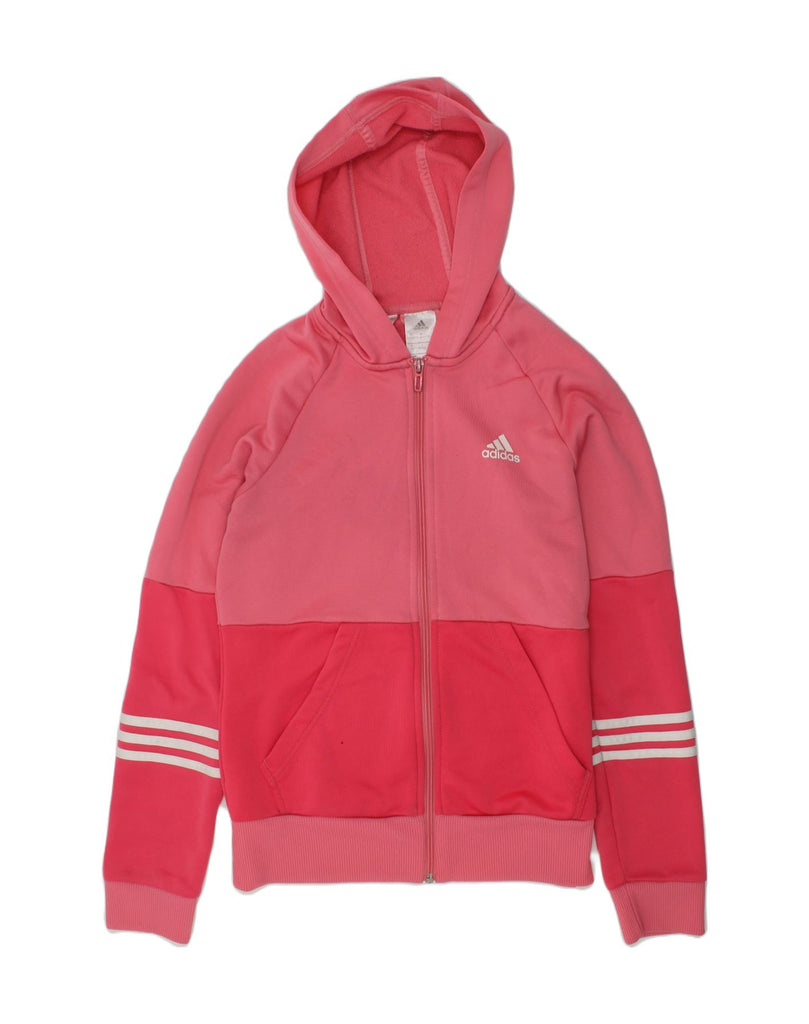 ADIDAS Girls Zip Hoodie Sweater 13-14 Years Pink Colourblock Polyester | Vintage Adidas | Thrift | Second-Hand Adidas | Used Clothing | Messina Hembry 