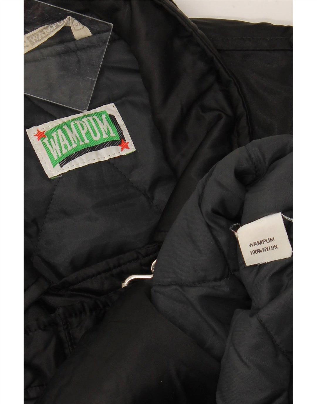 WAMPUM Womens Oversized Biker Jacket UK 10 Small Black Nylon