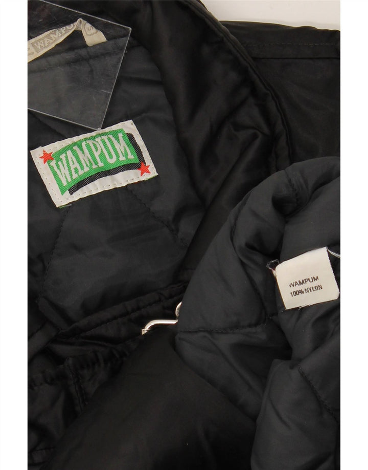 WAMPUM Womens Oversized Biker Jacket UK 10 Small Black Nylon