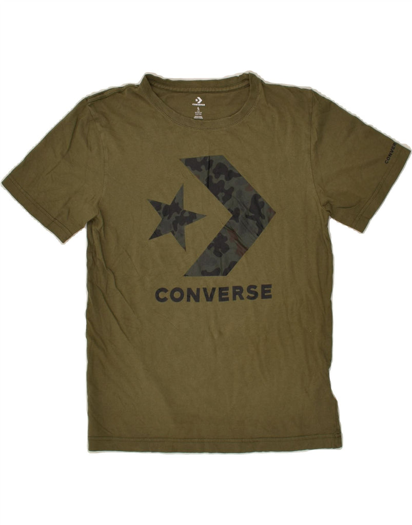 CONVERSE Boys Graphic T-Shirt Top 12-13 Years Large Khaki Cotton | Vintage Converse | Thrift | Second-Hand Converse | Used Clothing | Messina Hembry 