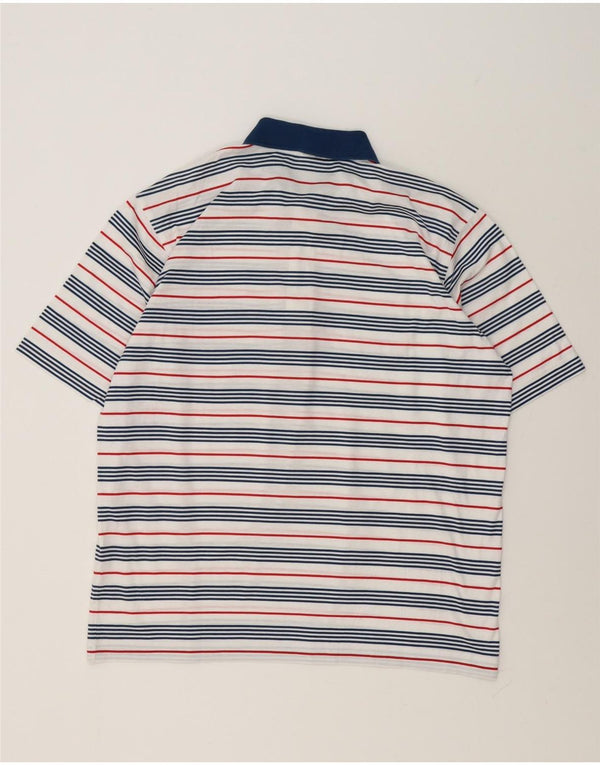 Paul & Shark Mens Yachting Rugby Polo Shirt Large White Striped Cotton