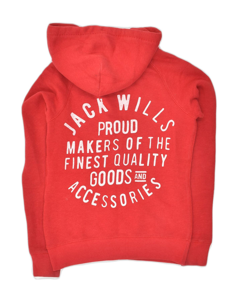 JACK WILLS Womens Graphic Zip Hoodie Sweater UK 8 Small  Red Polyester | Vintage Jack Wills | Thrift | Second-Hand Jack Wills | Used Clothing | Messina Hembry 