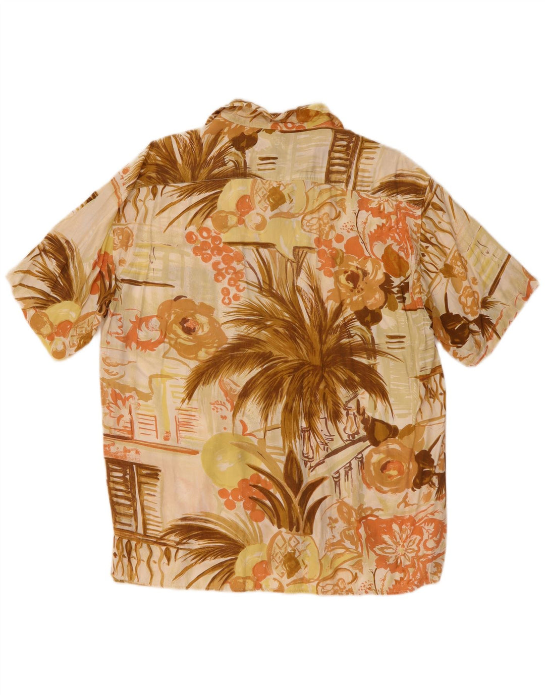 CIAO Mens Short Sleeve Shirt Medium Beige Floral
