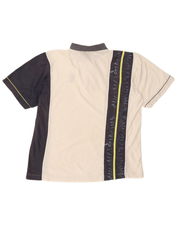 LOTTO Mens Rugby Polo Shirt UK 40/42 Large White Colourblock Polyester