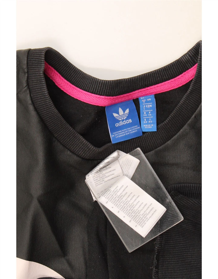Adidas Womens Graphic Oversized Sweatshirt Jumper UK 8 Small Black