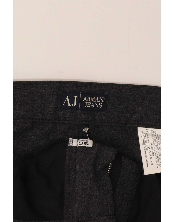 Armani Mens Straight Casual Trousers W36 L32 Grey Polyester