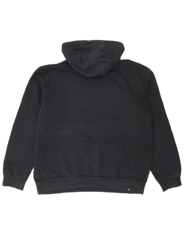 Puma Mens Graphic Hoodie Jumper Large Navy Blue Cotton