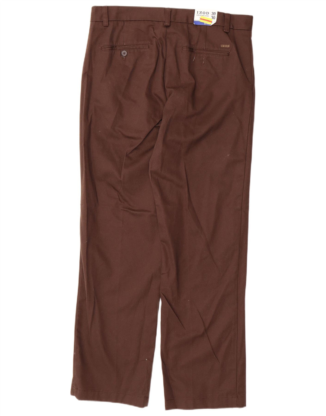 IZOD Mens Straight Chino Trousers W30 L30  Brown Cotton