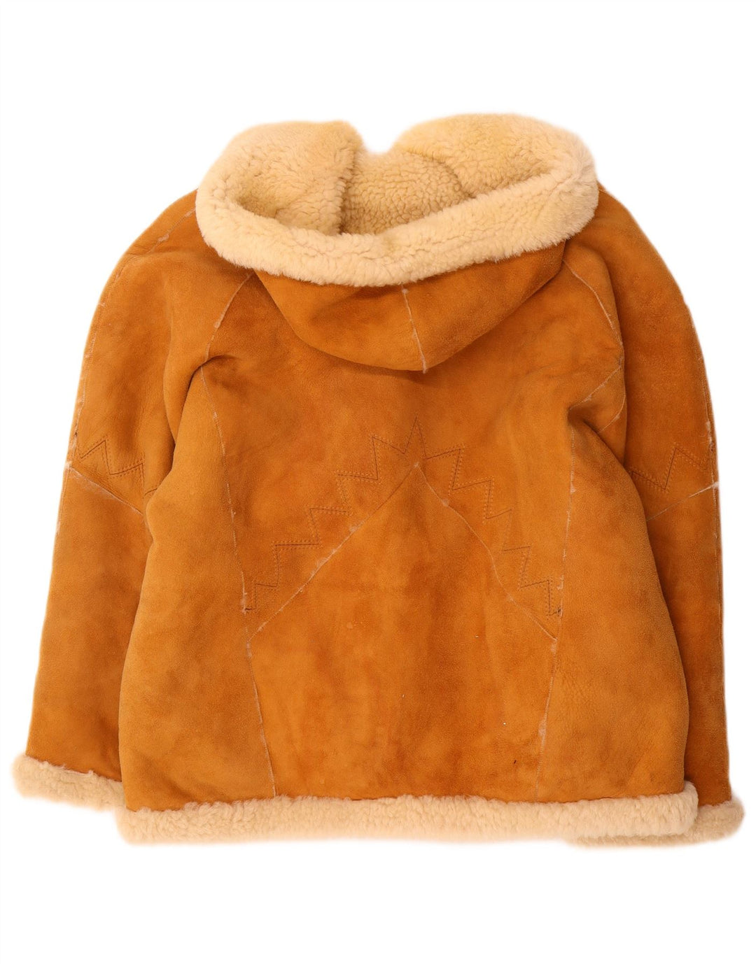 Vintage Womens Hooded Oversized Shearling Jacket EU 40 Medium Brown