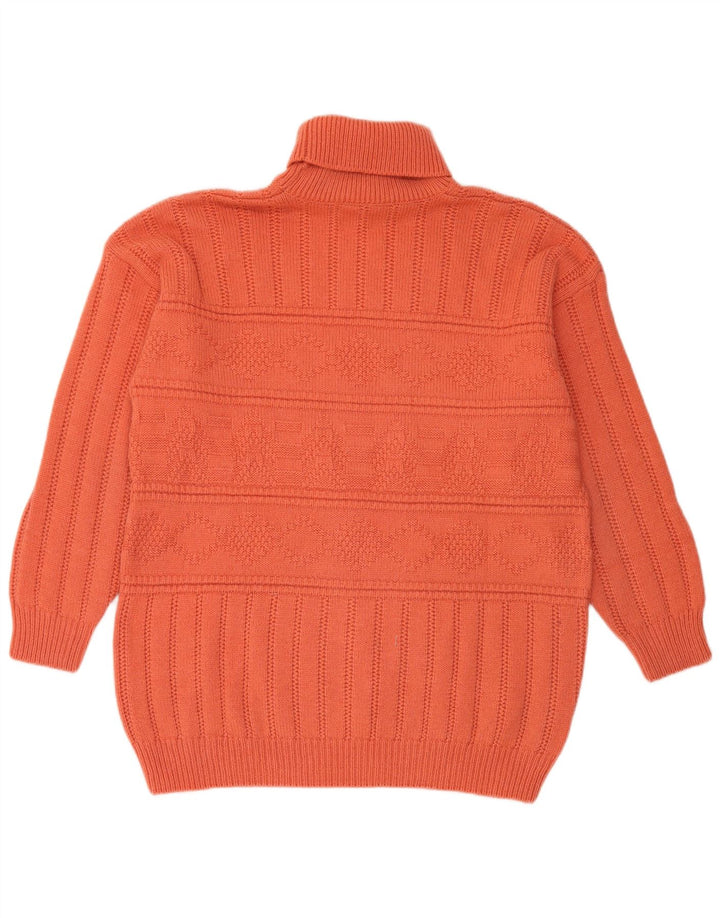 Stefanel Mens Roll Neck Jumper Sweater Large Orange Wool