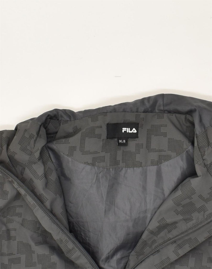 FILA Boys Hooded Rain Jacket 15-16 Years XL  Grey Polyester | Vintage Fila | Thrift | Second-Hand Fila | Used Clothing | Messina Hembry 