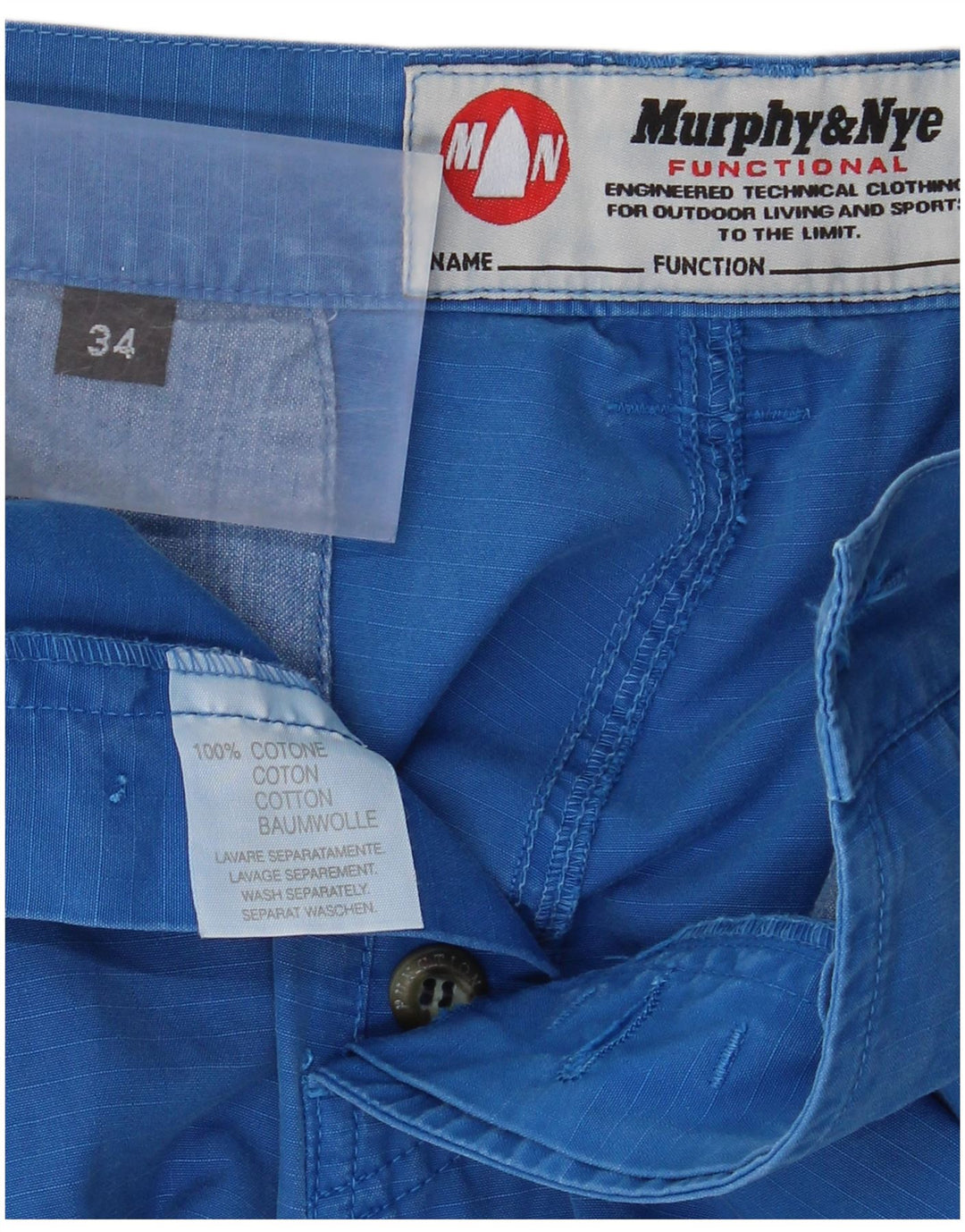 Murphy & Nye Mens Cargo Shorts W34 Large Blue Cotton