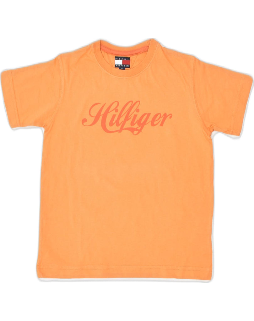 TOMMY HILFIGER Boys Graphic T-Shirt Top 3-4 Years Small Orange Cotton | Vintage | Thrift | Second-Hand | Used Clothing | Messina Hembry 