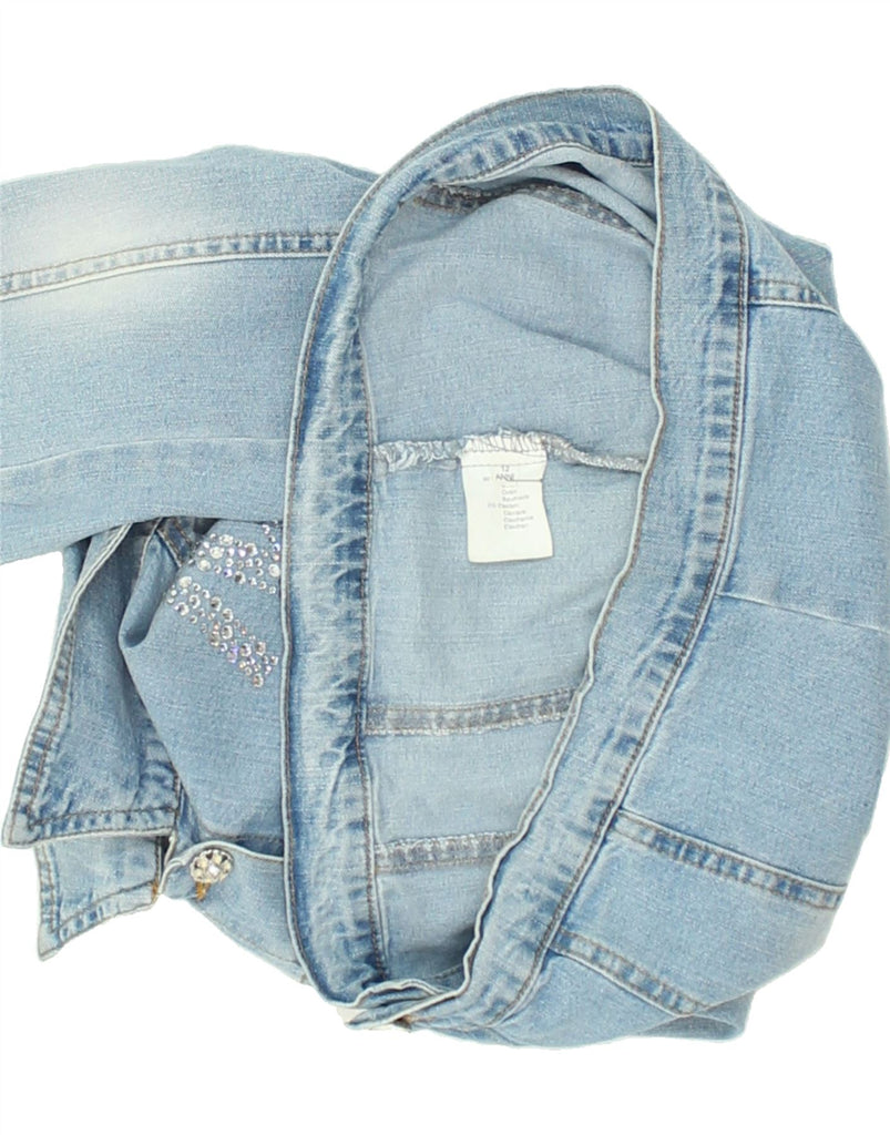 MISS BLUMARINE Girls Crop Denim Jacket 11-12 Years Blue Cotton | Vintage Miss Blumarine | Thrift | Second-Hand Miss Blumarine | Used Clothing | Messina Hembry 