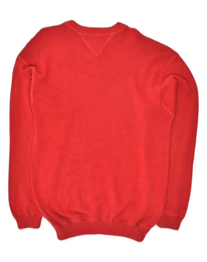 TOMMY HILFIGER Mens Crew Neck Jumper Sweater Large Red Cotton | Vintage Tommy Hilfiger | Thrift | Second-Hand Tommy Hilfiger | Used Clothing | Messina Hembry 