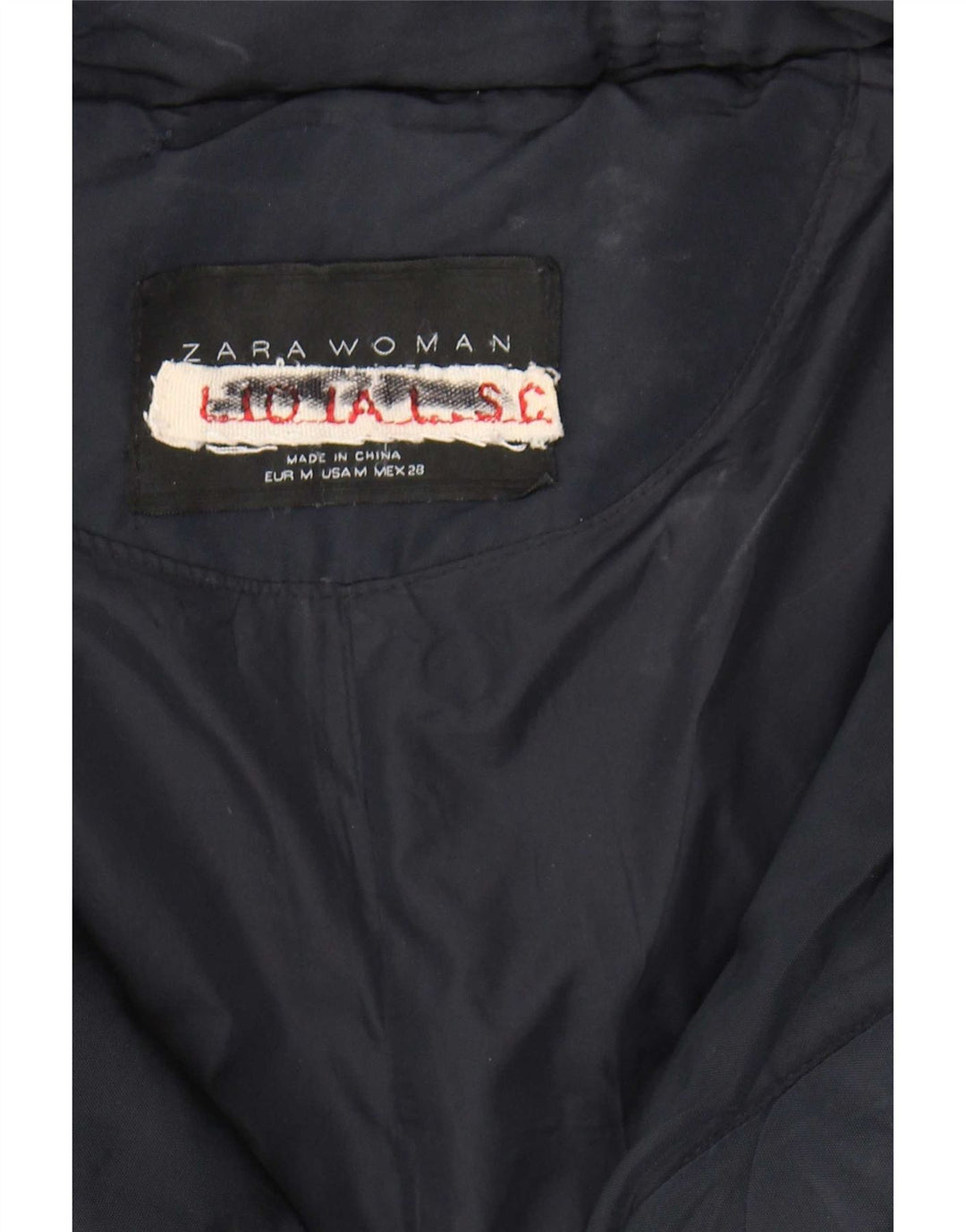 Zara Womens Padded Jacket UK 12 Medium Navy Blue