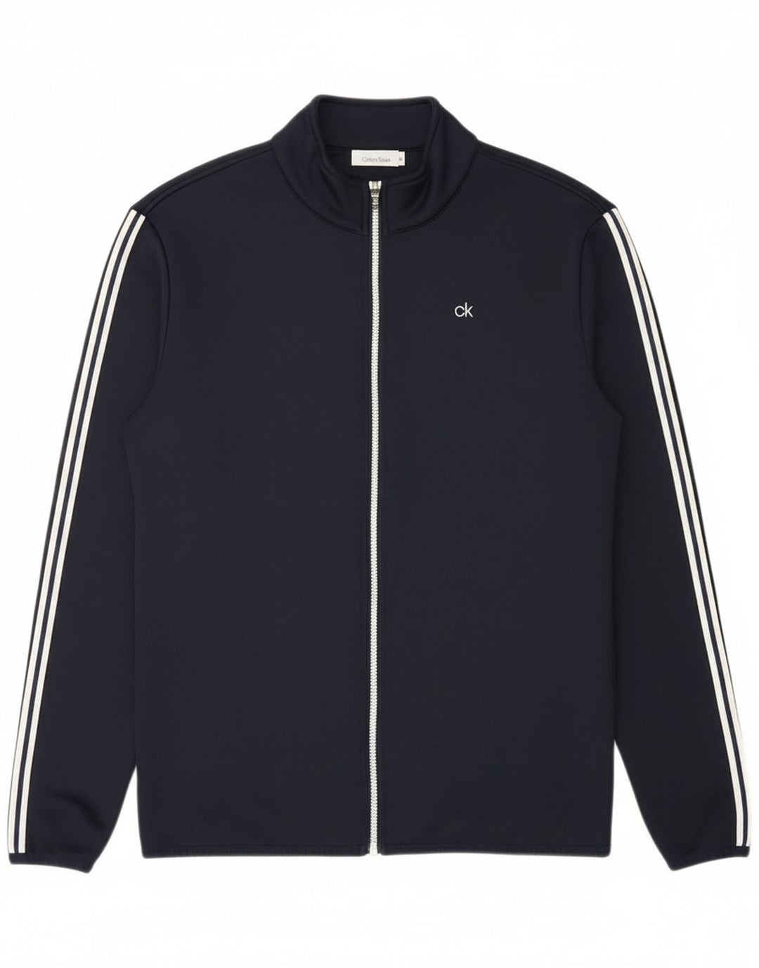 Calvin Klein Mens Tracksuit Top Jacket Large Navy Blue Striped Polyester