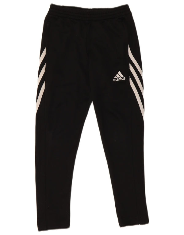 ADIDAS Boys Climalite Tracksuit Trousers 7-8 Years Small Black Polyester