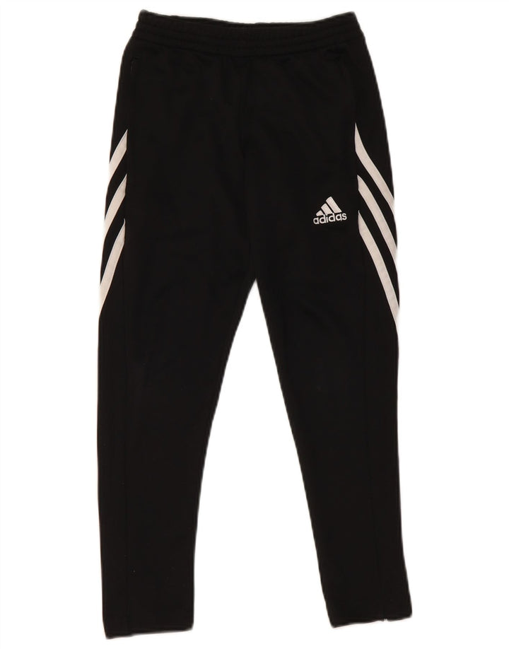 ADIDAS Boys Climalite Tracksuit Trousers 7-8 Years Small Black Polyester