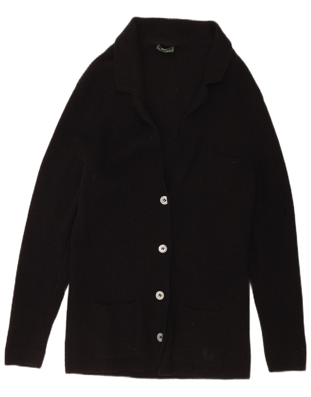 Fred Perry Womens Cardigan Sweater UK 20 2XL Black Wool